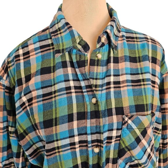 Wilfred Aritzia Blue Green Collared Long Sleeve Button Down Top Sz M - Picture 2 of 10